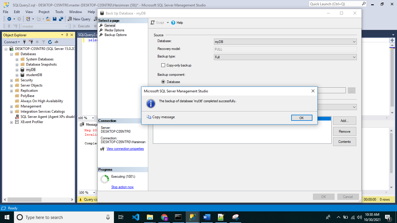 How to take Backup and restore the database using SQL Server – IT Skills